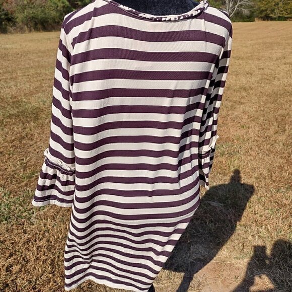 CBOCS (Cracker Barrel) Deep Purple/Cream Striped Dress Size L (NWT) - Picture 3 of 9
